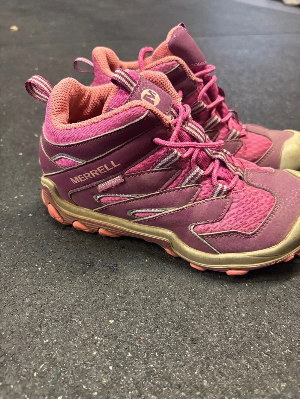 Merrell Pink and Tan Kids Trail Boots